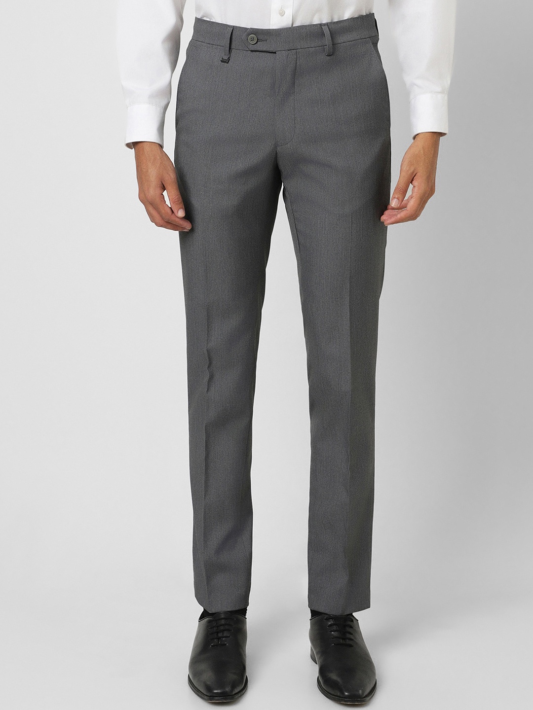

Van Heusen Men Slim Fit Mid Rise Formal Trousers, Grey
