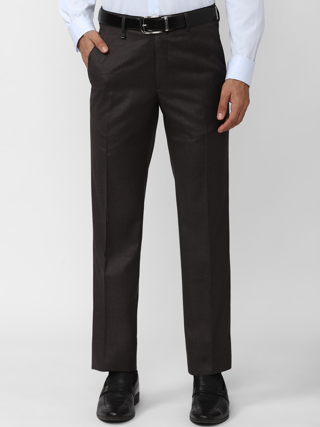 

Van Heusen Men Mid Rise Slim Fit Formal Trousers, Brown