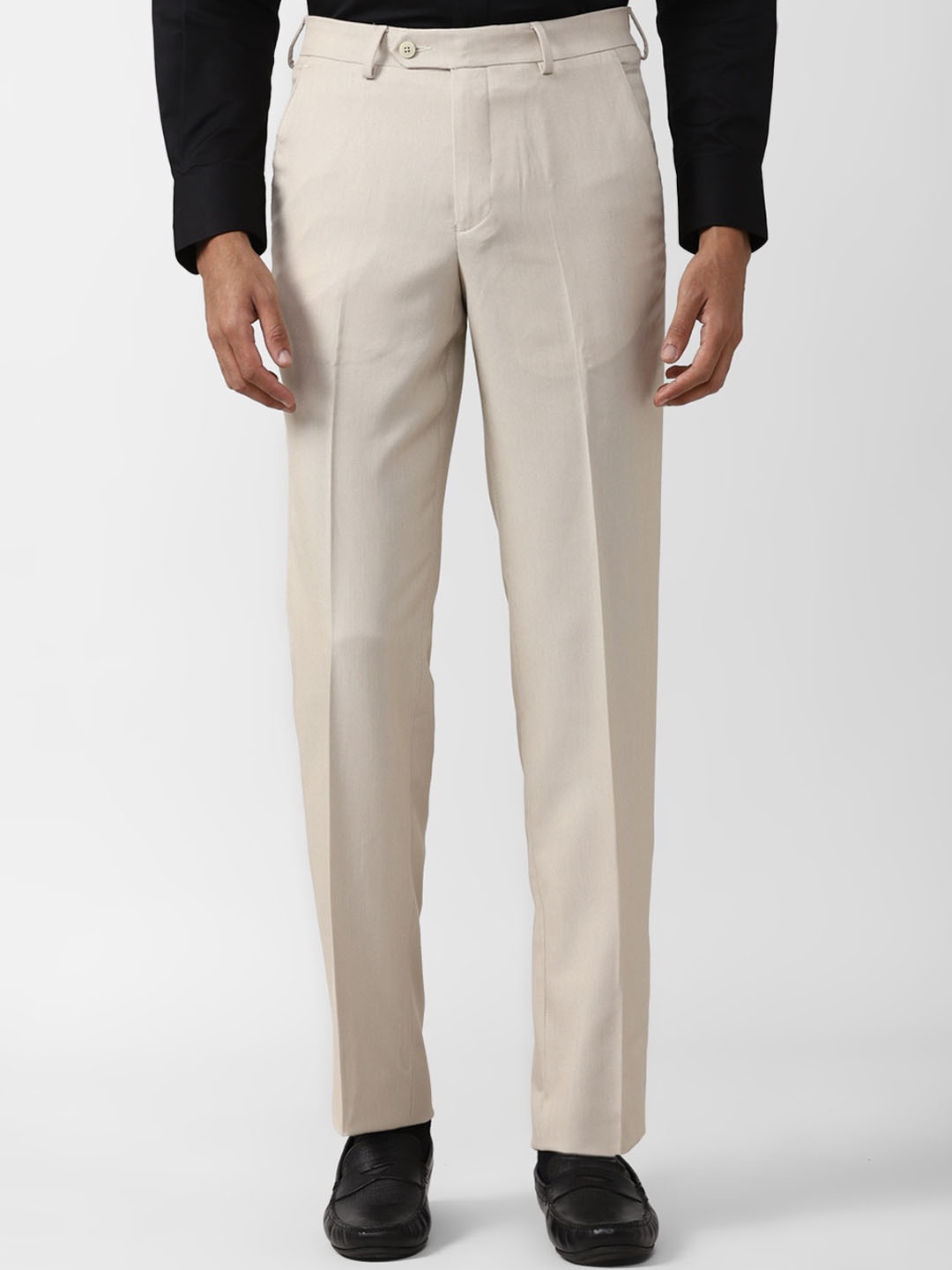

Van Heusen Men Mid Rise Slim Fit Formal Trousers, Beige