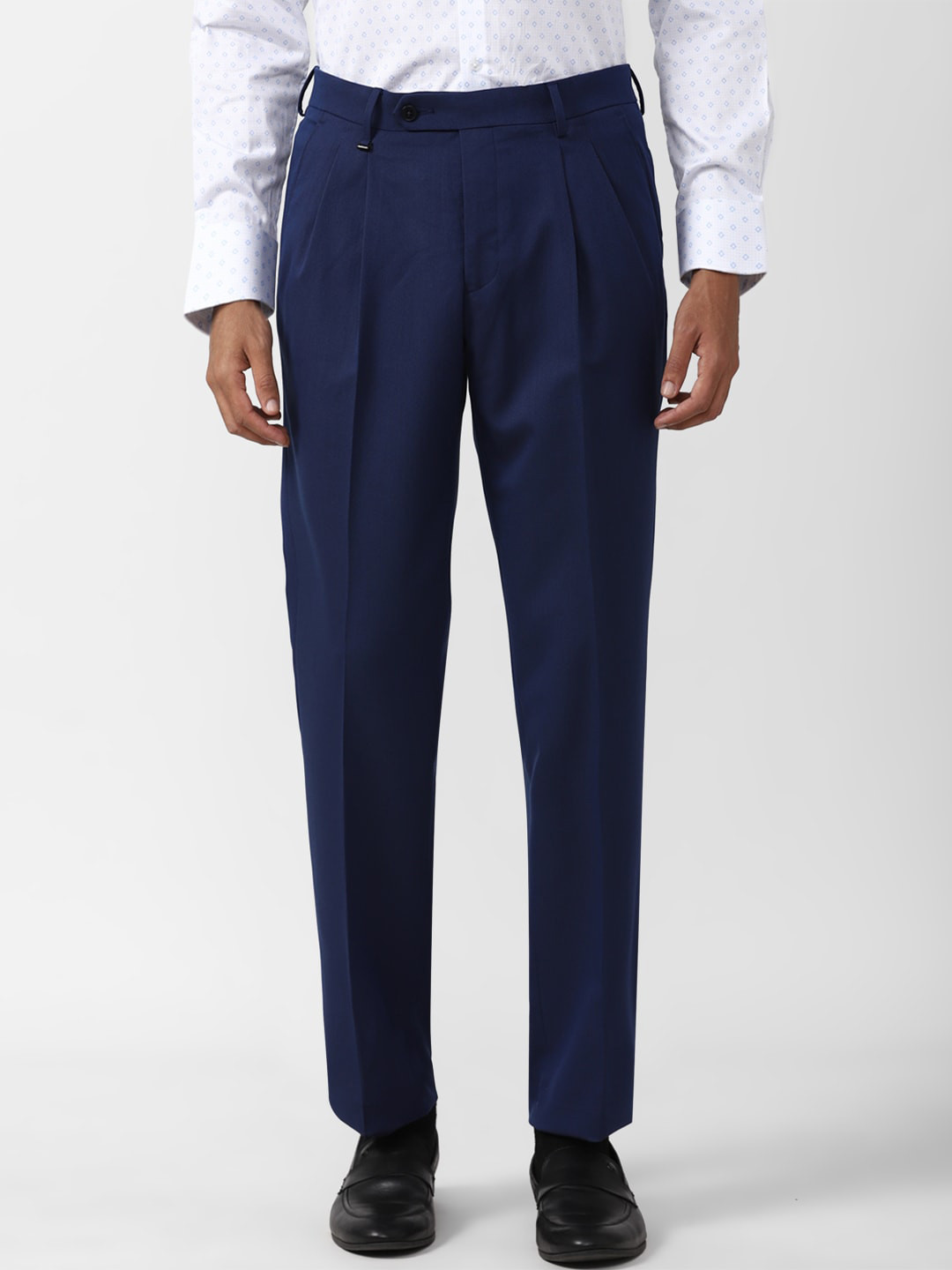 

Van Heusen Men Mid Rise Slim Fit Formal Trousers, Navy blue
