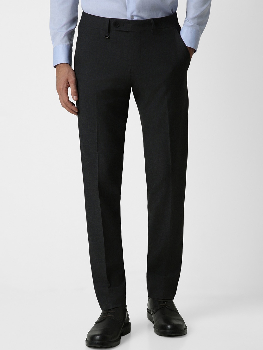 

Van Heusen Men Textured Slim Fit Formal Trousers, Black