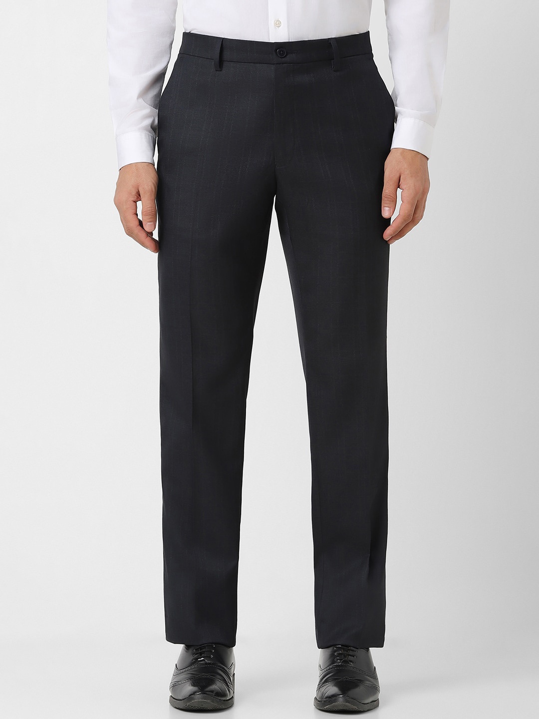 

Van Heusen Men Textured Slim Fit Formal Trousers, Black