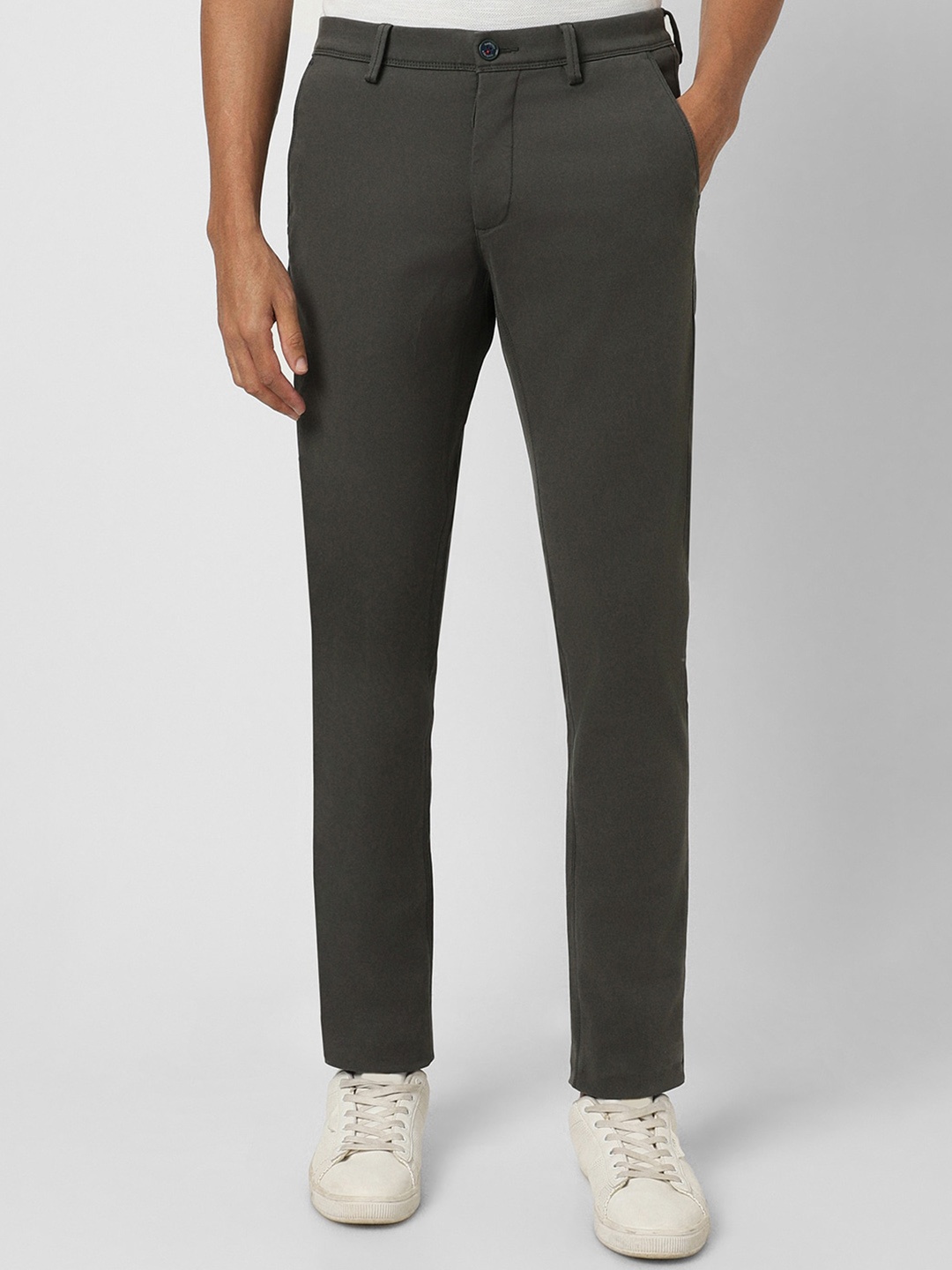 

Van Heusen Sport Men Mid Rise Slim Fit Plain Cotton Chinos Trousers, Grey