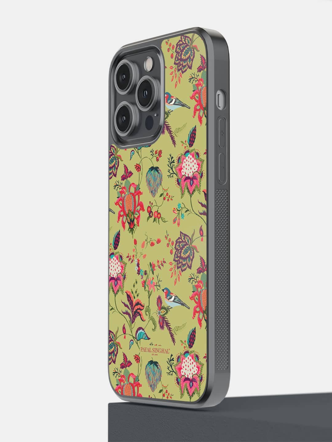 

macmerise Floral Printed iPhone 14 Pro Max Bumper Case, Olive