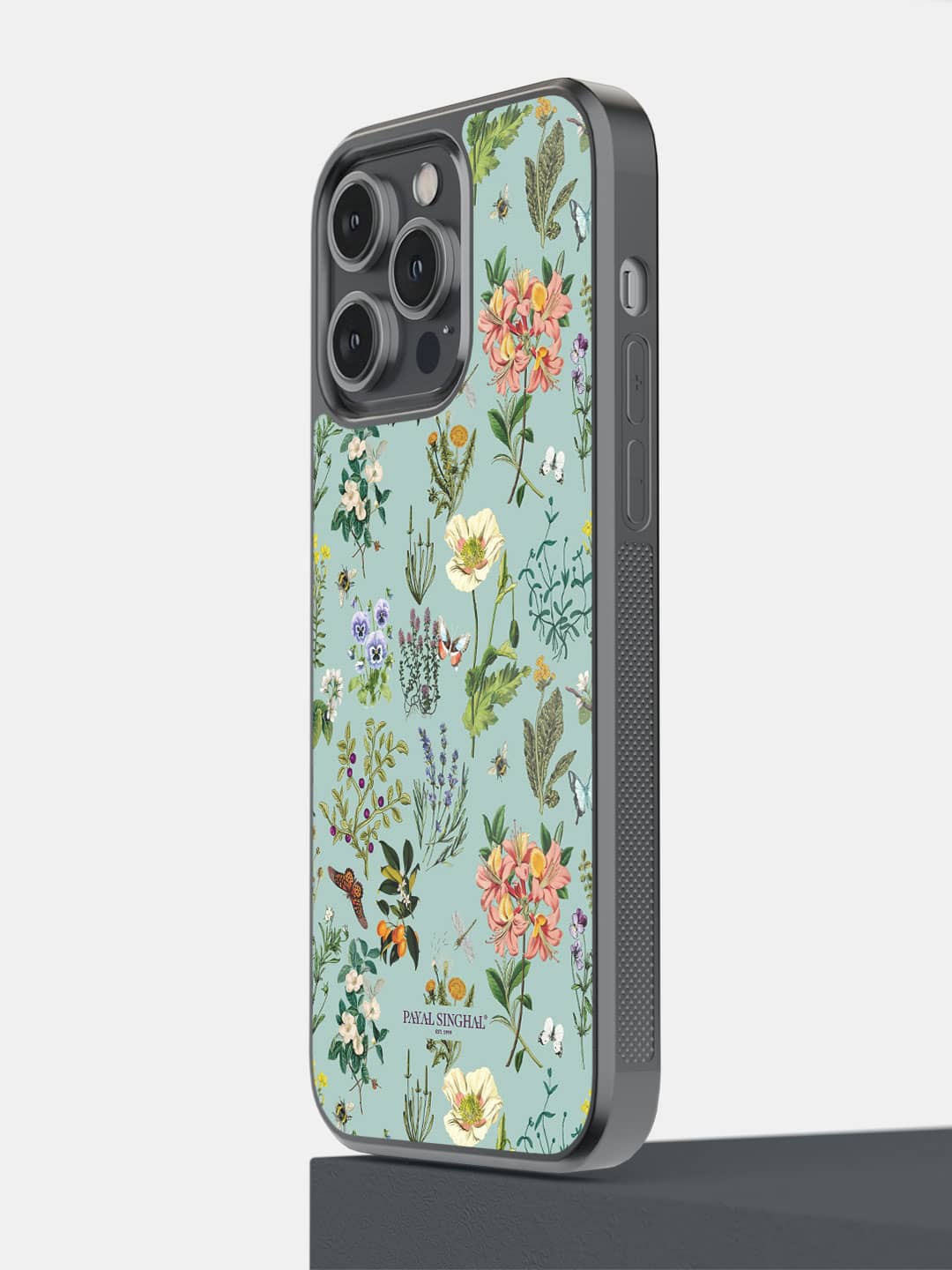 

macmerise Floral Printed iPhone 14 Pro Max Bumper Case Cover, Blue