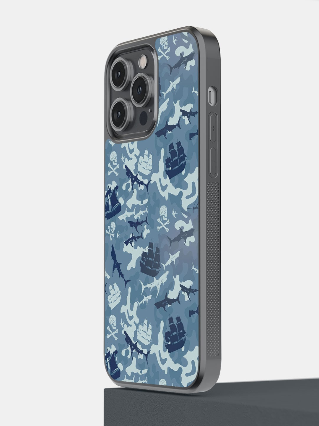 

macmerise Pirates Pattern iPhone 14 Pro Max Bumper Case Cover, Grey