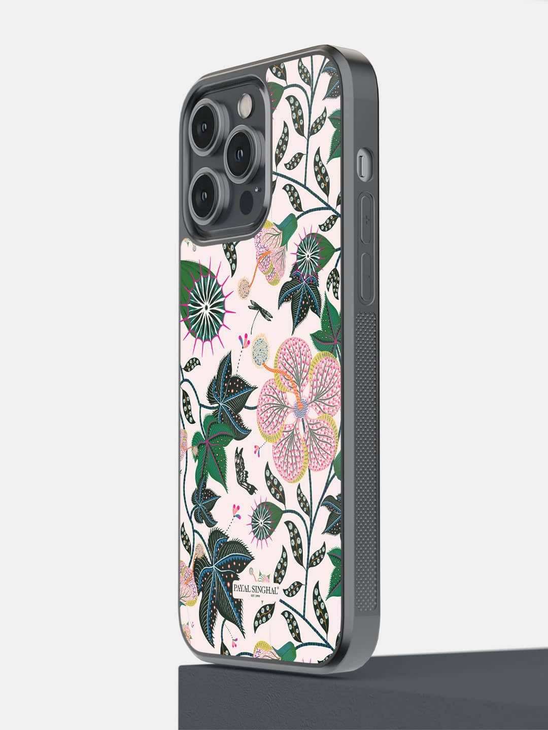 

macmerise Payal Singhal Abutilon White iPhone 14 Pro Max Bumper Case Cover, Pink