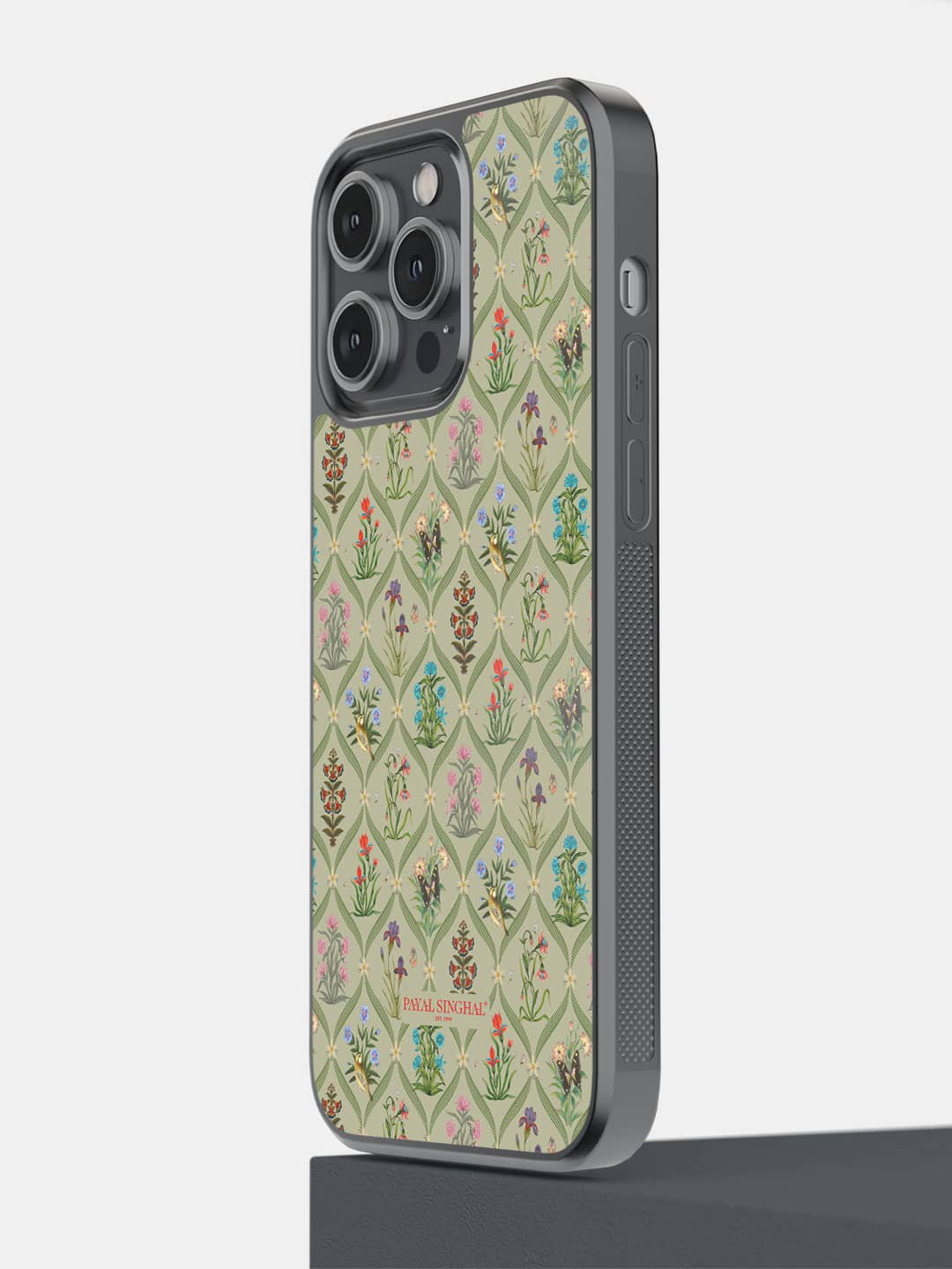 

macmerise Floral Printed iPhone 14 Pro Max Bumper Case Cover, Green