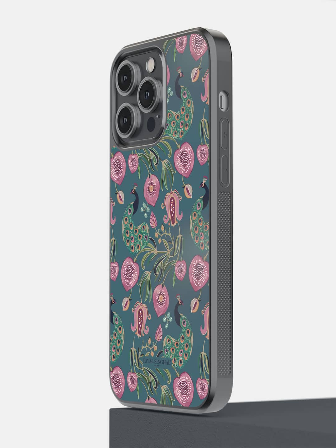 

macmerise Floral Printed iPhone 14 Pro Max Bumper Case Cover, Grey