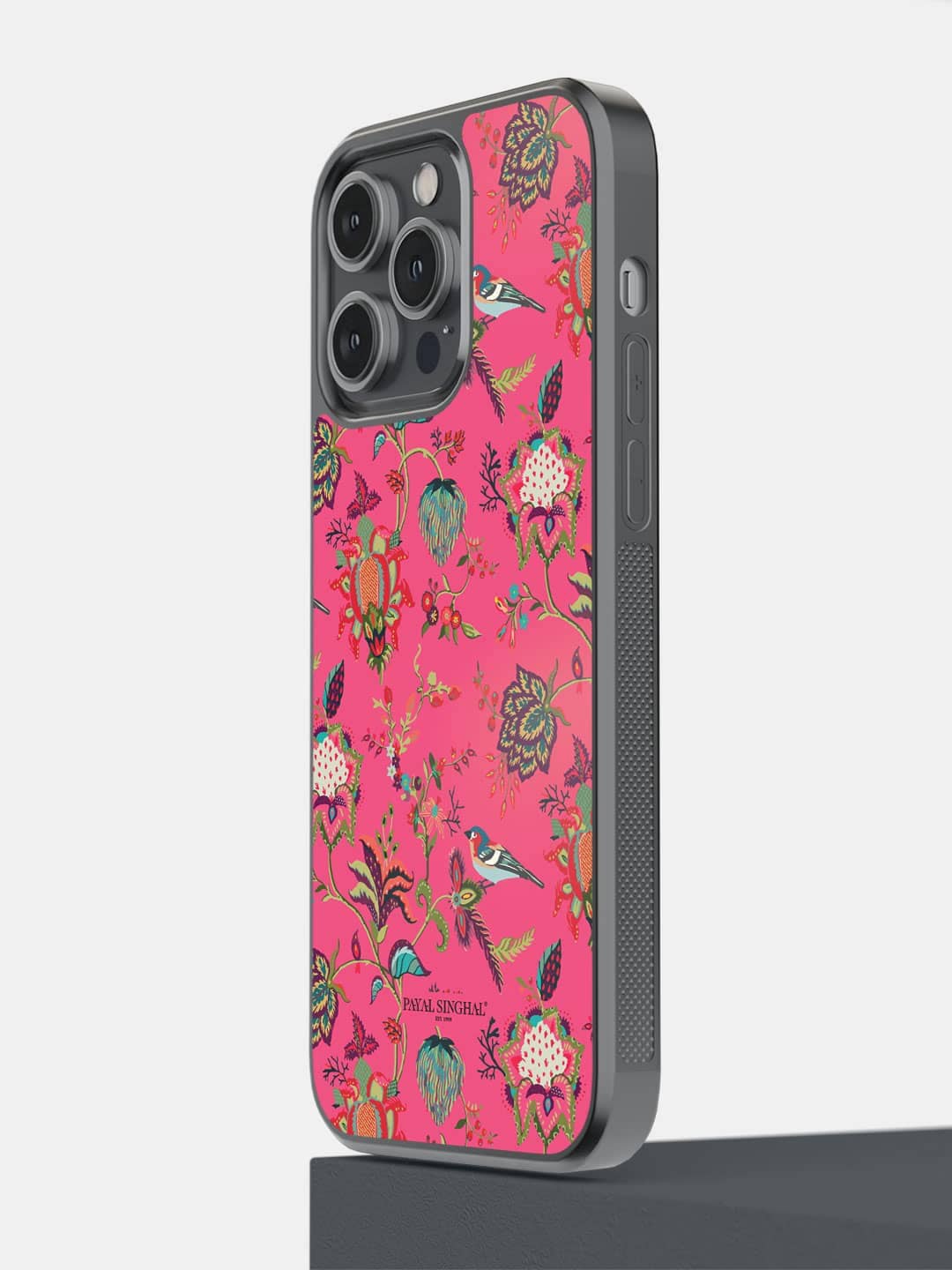 

macmerise Floral Printed iPhone 14 Pro Max Bumper Case Cover, Pink