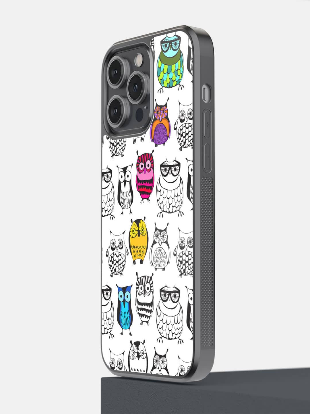 

macmerise Owl Art Printed iPhone 14 Pro Max Bumper Case Cover, White