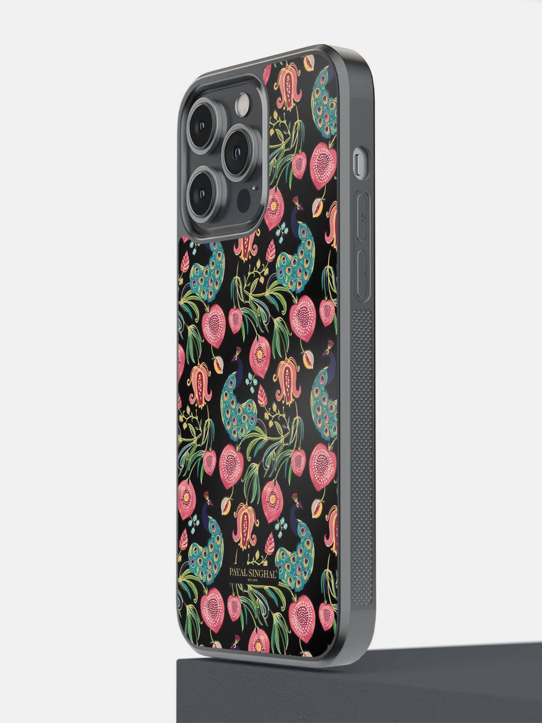 

macmerise Floral Printed iPhone 14 Pro Max Phone Bumper Case, Black