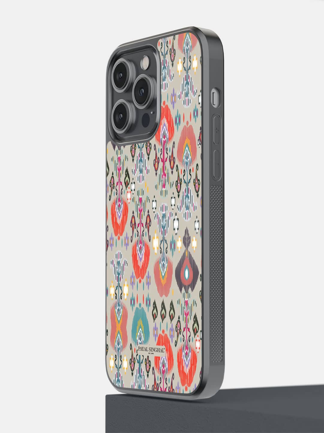 

macmerise Payal Singhal Ikat Garden Stone iPhone 14 Pro Max Bumper Case Cover, Grey