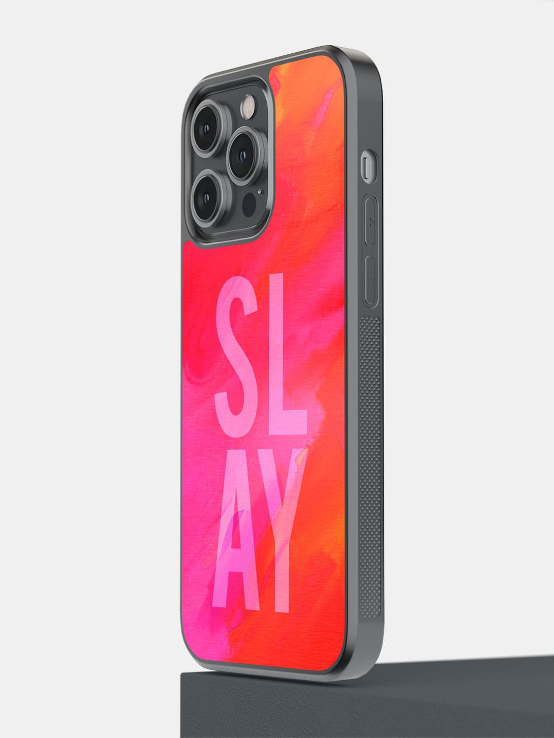 

macmerise Slay Printed iPhone 14 Pro Max Bumper Case Cover, Pink