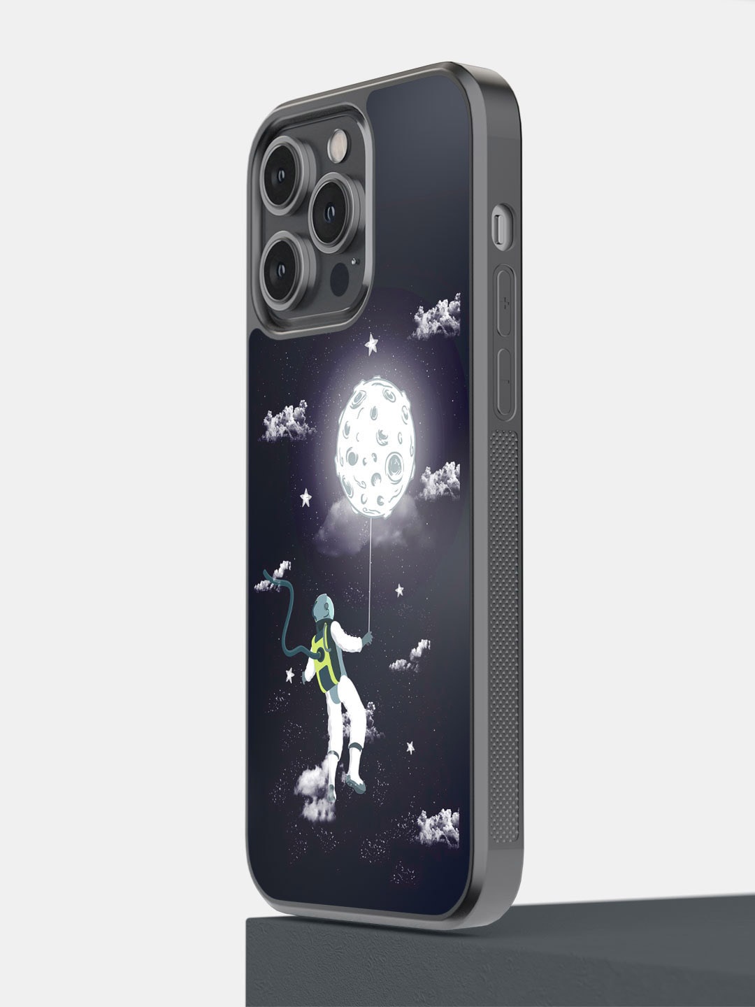 

macmerise Spaceman Pattern iPhone 14 Pro Max Bumper Case Cover, Black