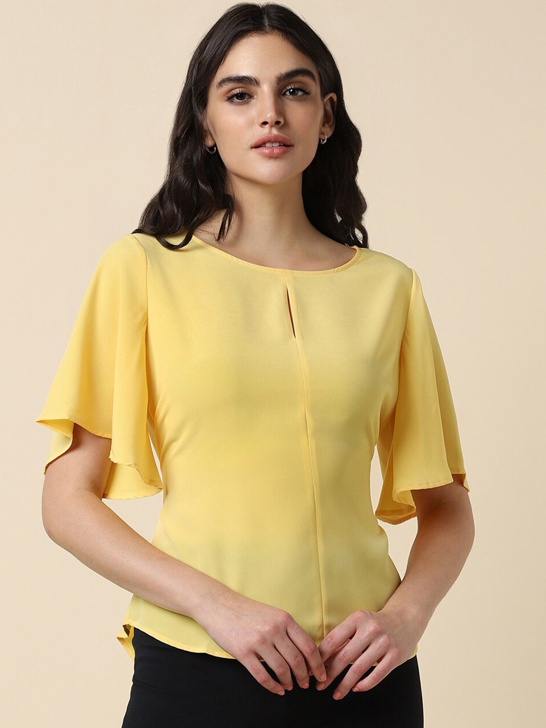 

Allen Solly Woman Flared Sleeves Casual Top, Yellow