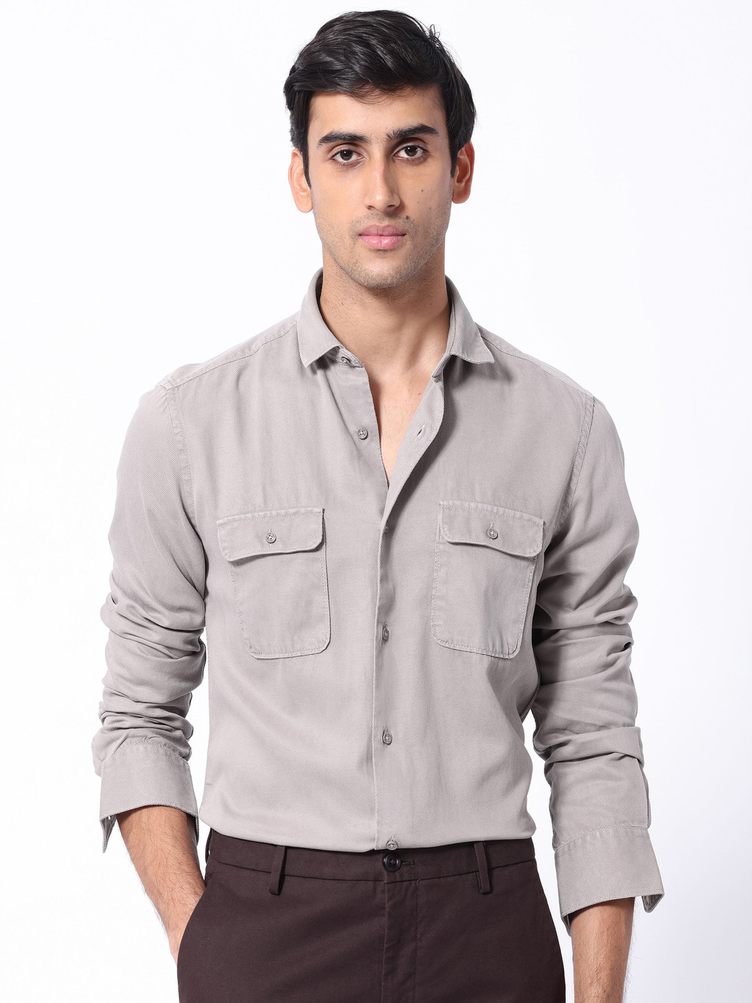 

RARE RABBIT Men Lyton Slim Fit Cotton Shirt, Khaki