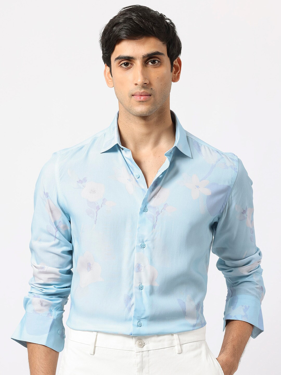 

RARE RABBIT Men Hanmer Floral Printed Slim Fit Shirt, Blue