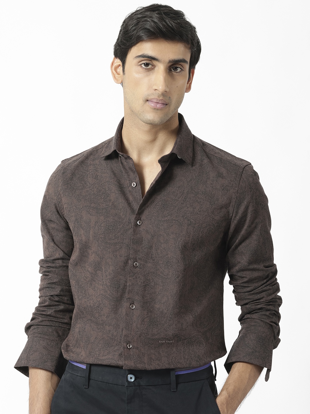 

RARE RABBIT Men Platim Slim Fit Cotton Formal Shirt, Grey
