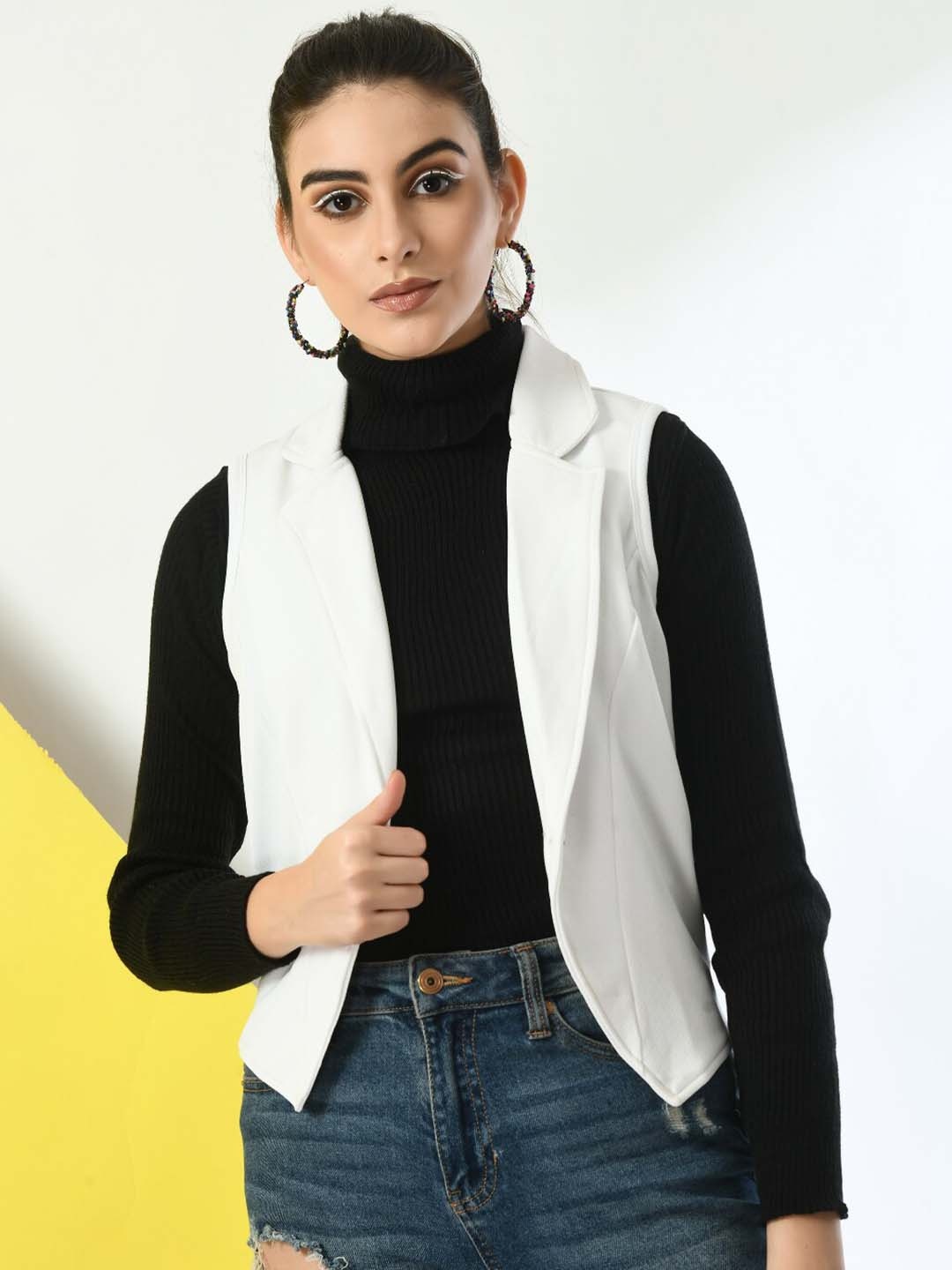 

BAESD Sleeveless Open Front Shrug, White