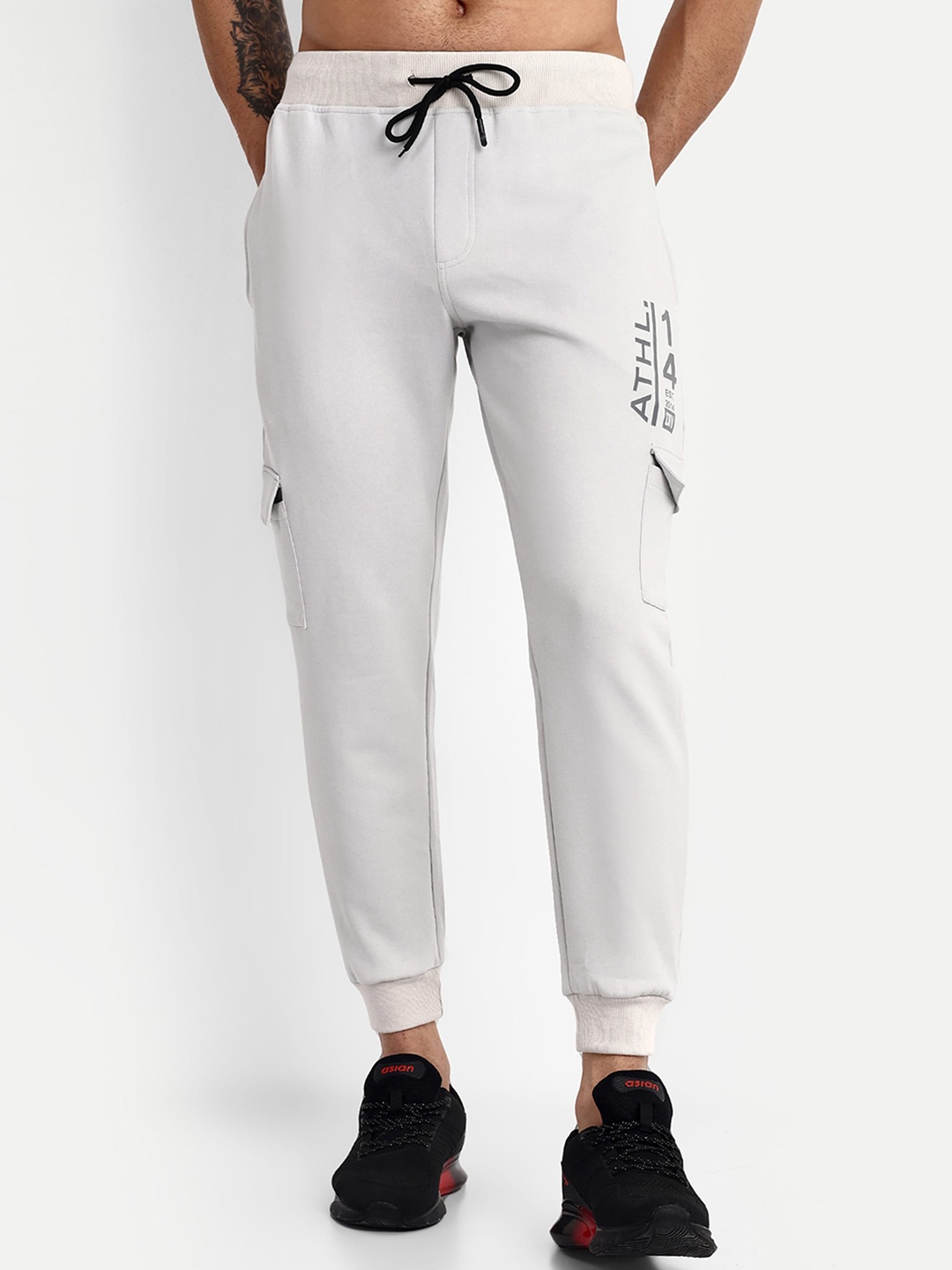 

REPRISE Men Printed Sports Cargo Jogger, Grey