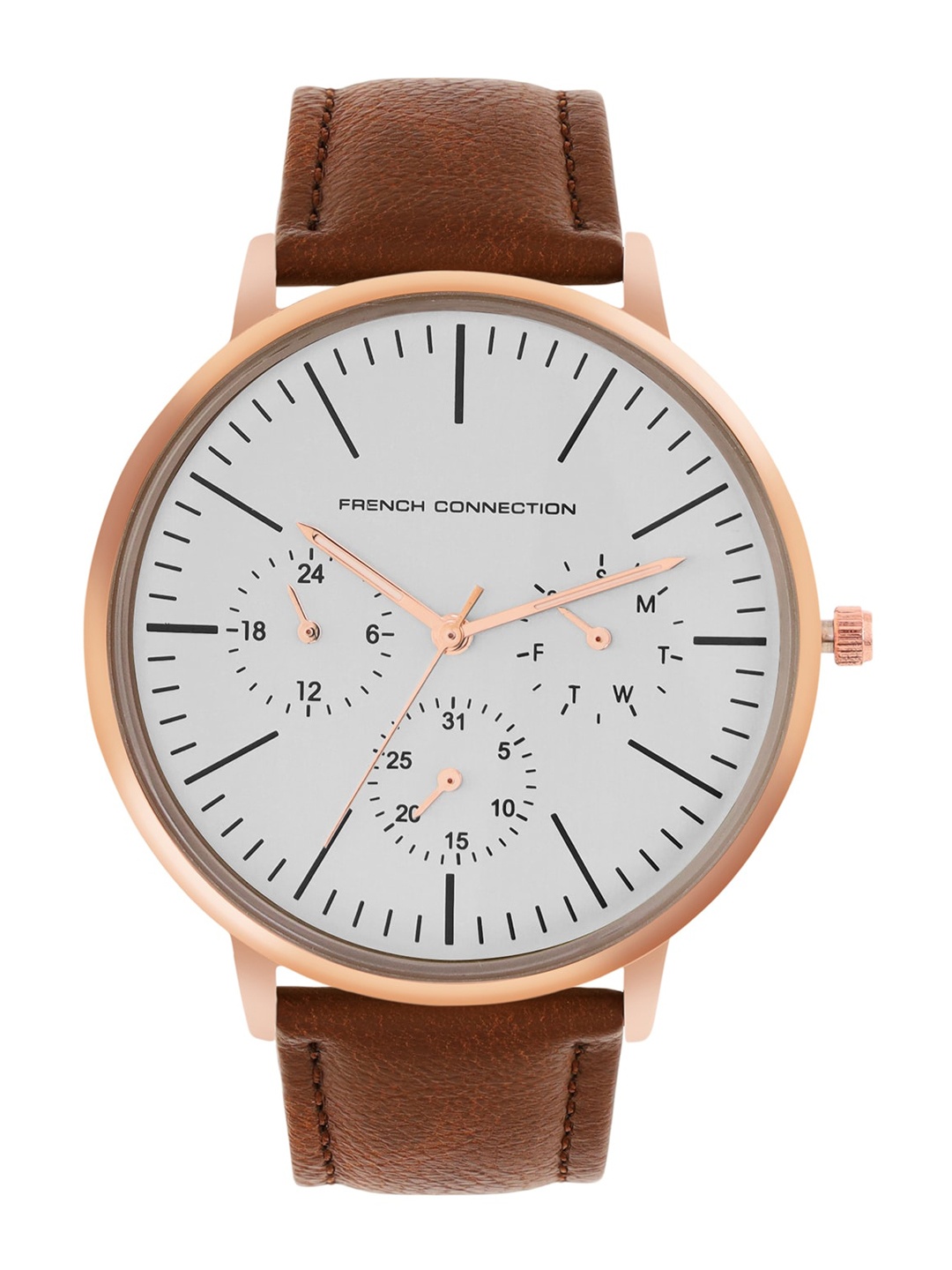 

French Connection Mario Men Leather Straps Analogue Watch FCN00051B, Silver