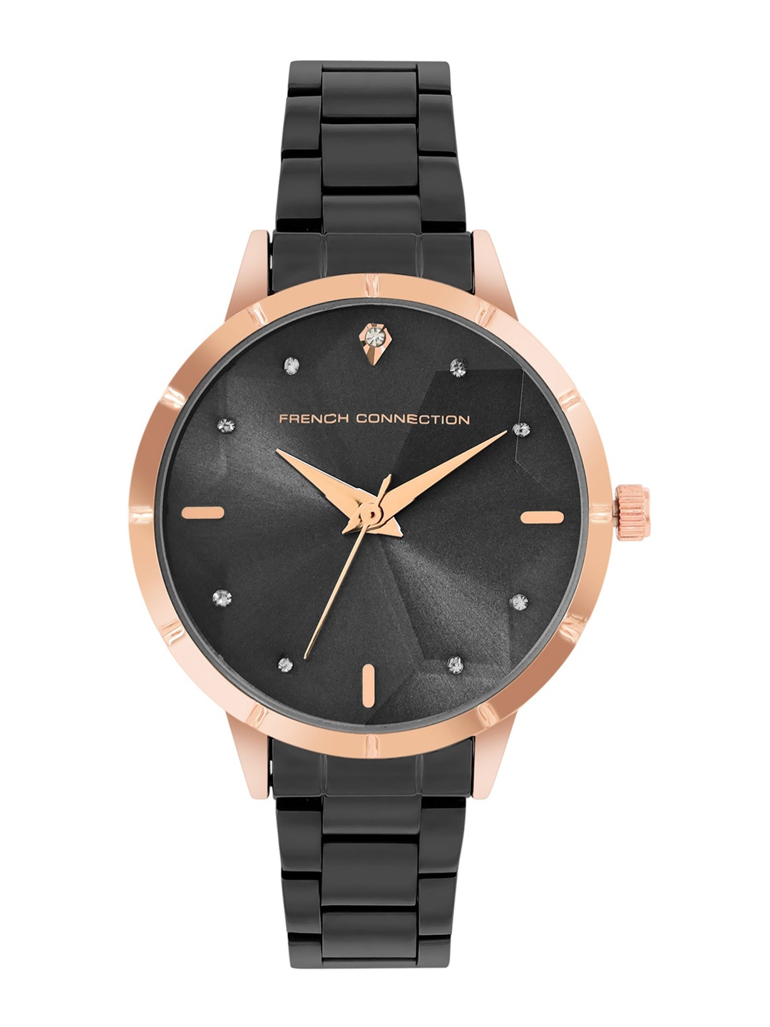 

French Connection Lucienne Embellished Dial & Stainless Steel Analogue Watch FCN00078F, Black