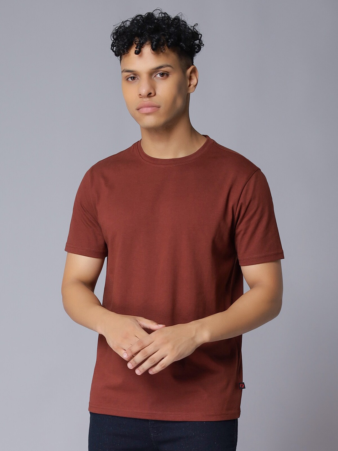 

Nimble Round Neck Cotton T-shirt, Brown