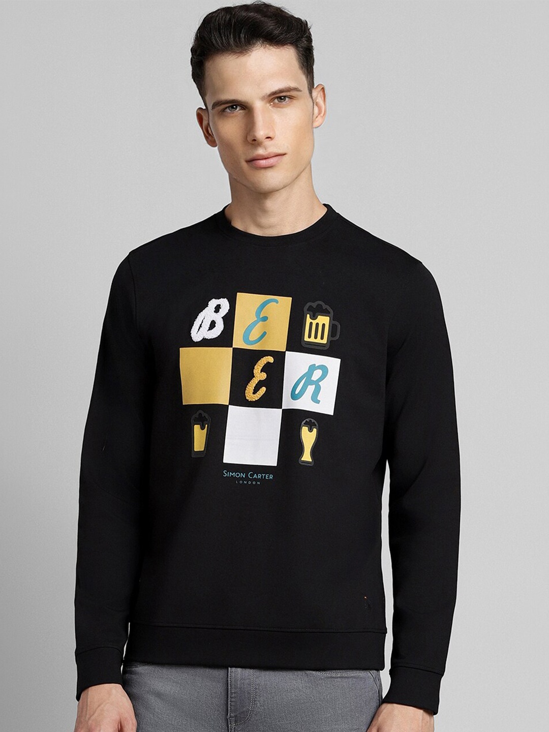 

SIMON CARTER LONDON Graphic Printed Sweatshirt, Black