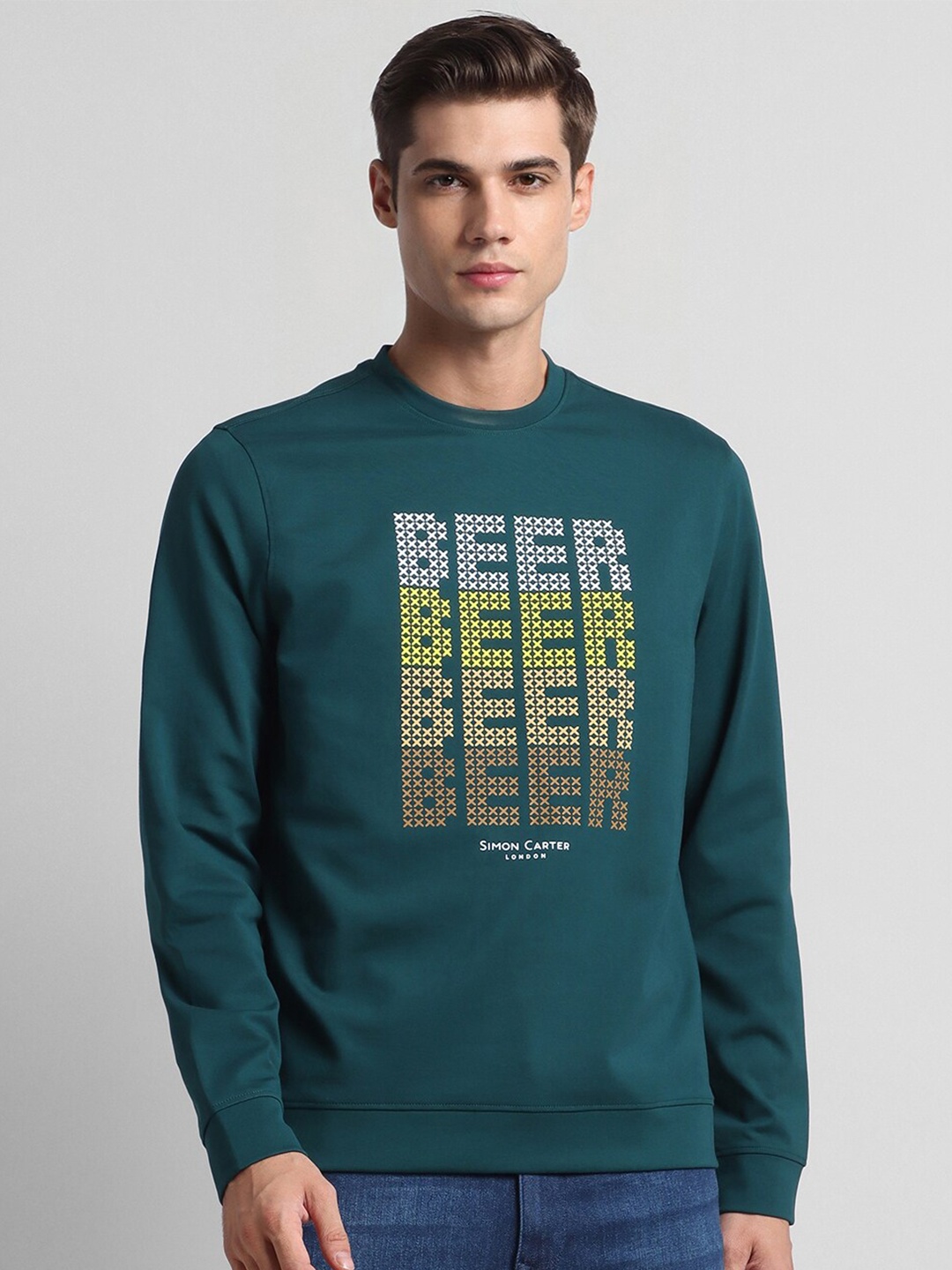 

SIMON CARTER LONDON Typography Printed Pullover Sweatshirt, Green