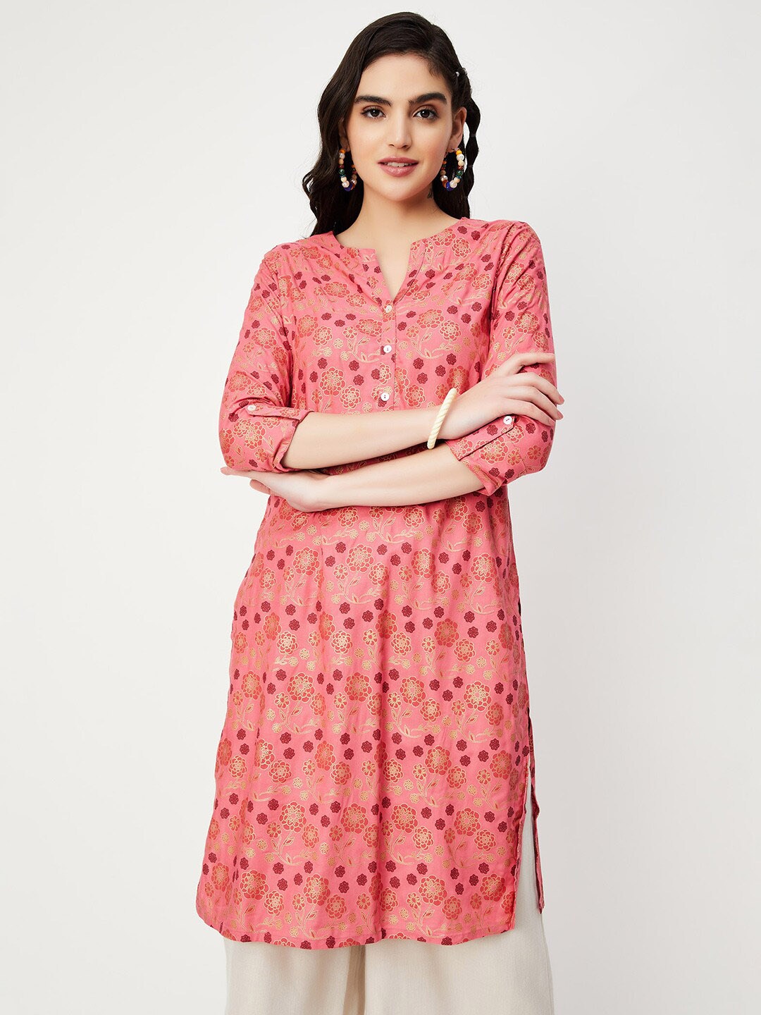 

max Floral Printed Straight Kurta, Pink