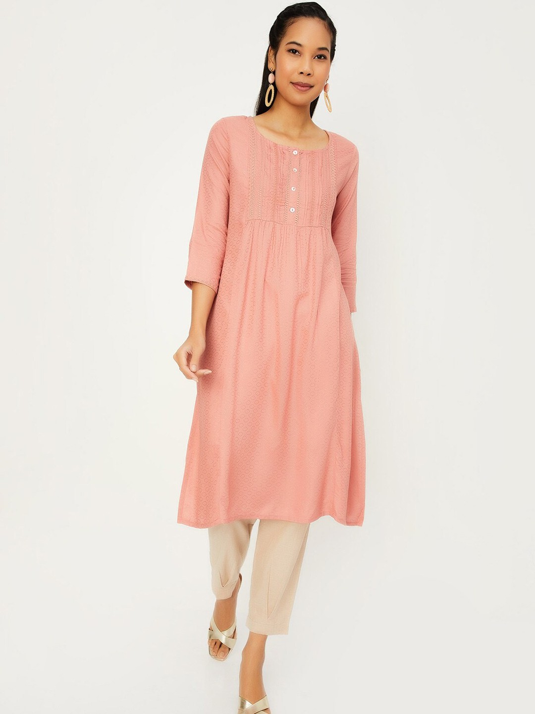 

max Ethnic Motifs Printed Anarkali Kurta, Red