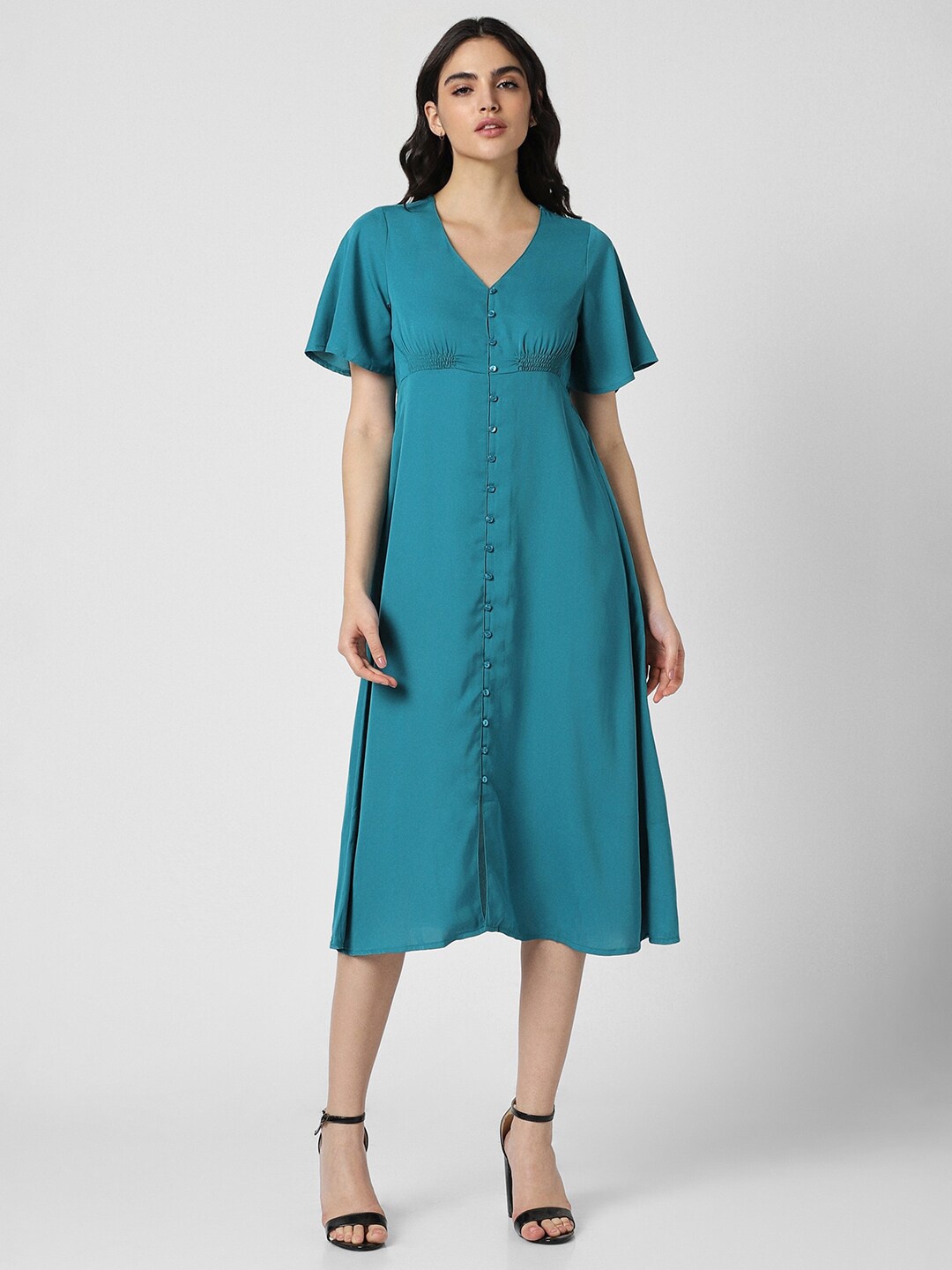 

Van Heusen Woman Flared Sleeves A-Line Midi Dress, Blue