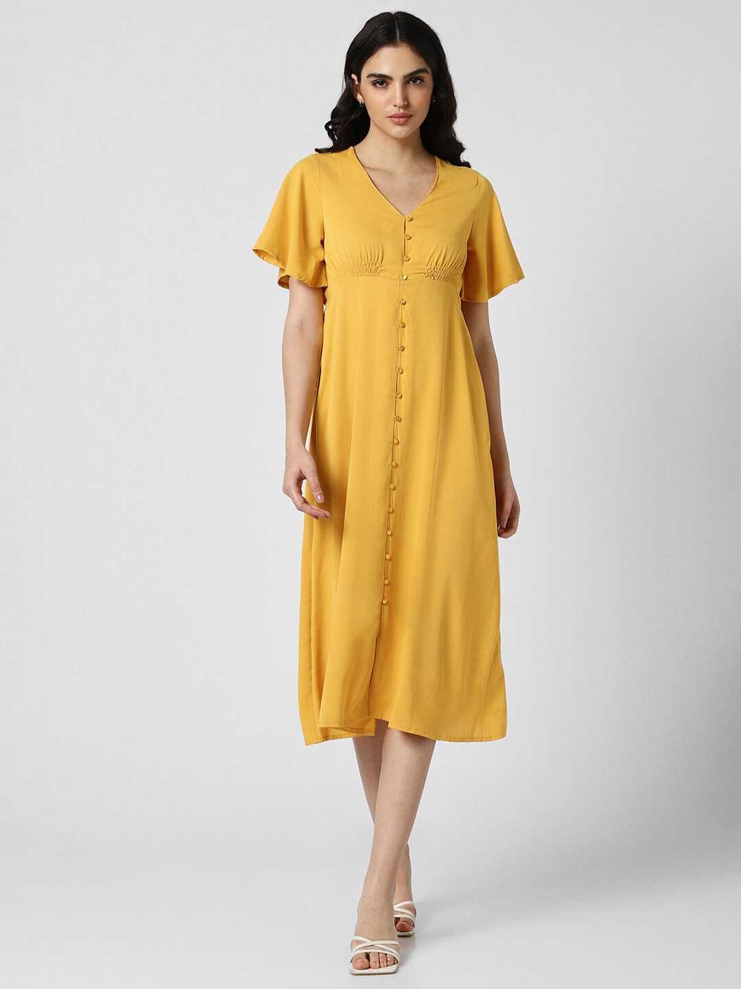 

Van Heusen Woman Flared Sleeves A-Line Midi Dress, Yellow