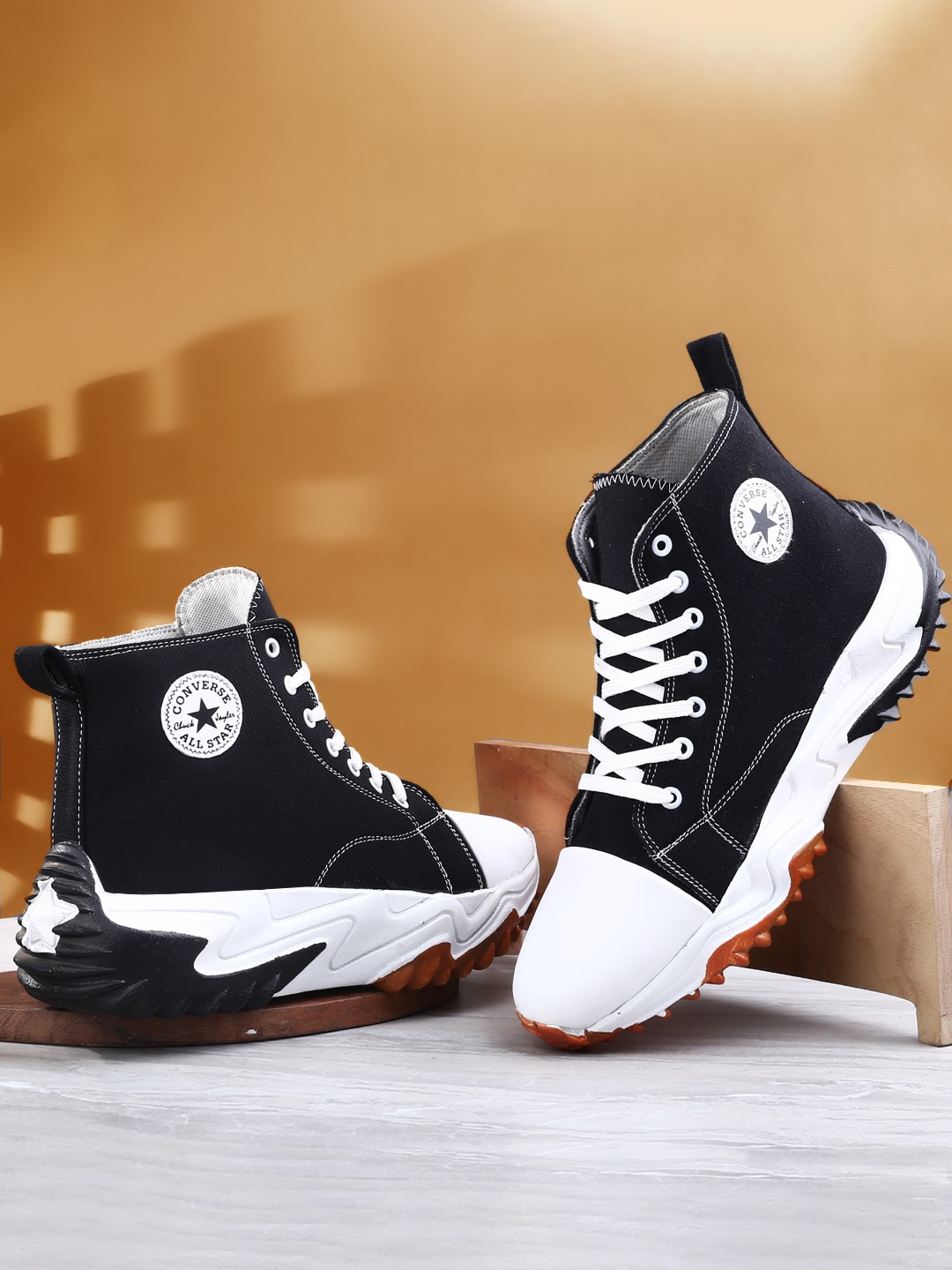

Woakers Men Mid Top Flatforms, Black
