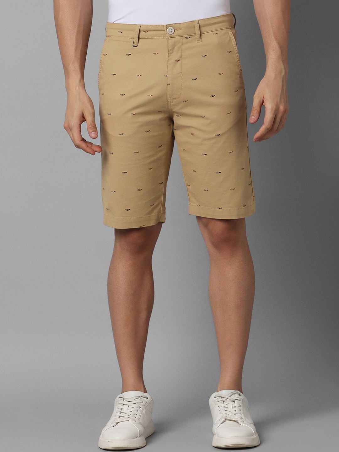 

Louis Philippe Sport Men Typography Printed Slim Fit Chino Shorts, Khaki