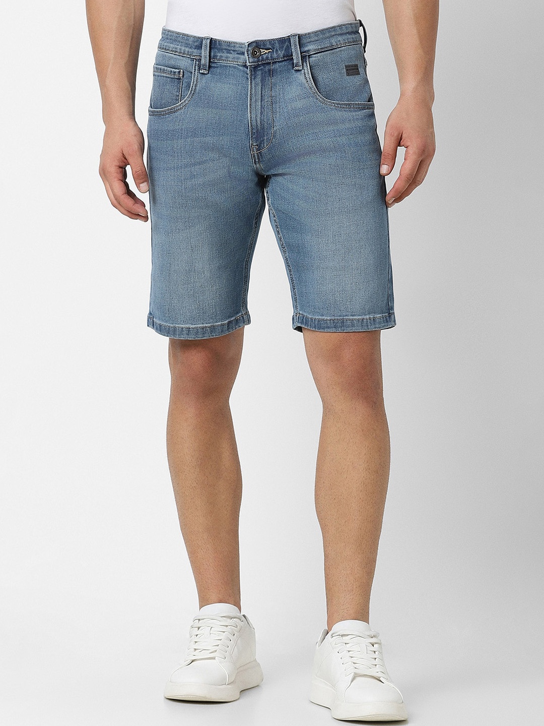

VAN HEUSEN DENIM LABS Men Washed Mid Rise Denim Shorts, Blue