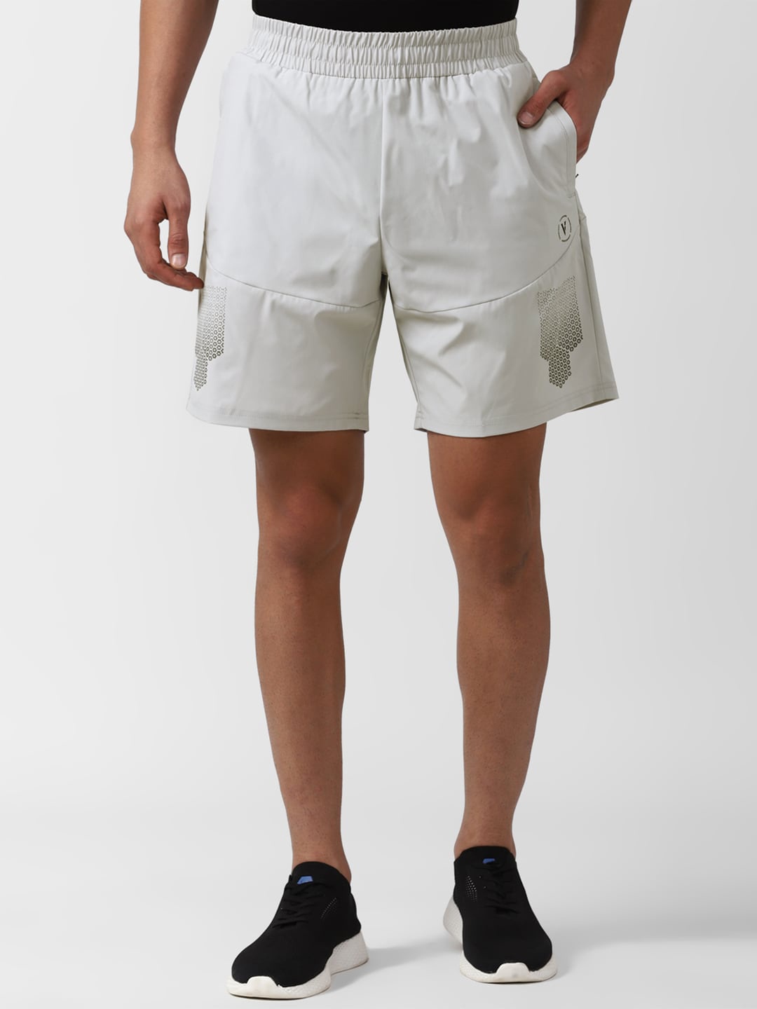 

Van Heusen Flex Men Geometric Printed Mid-Rise Shorts, Grey