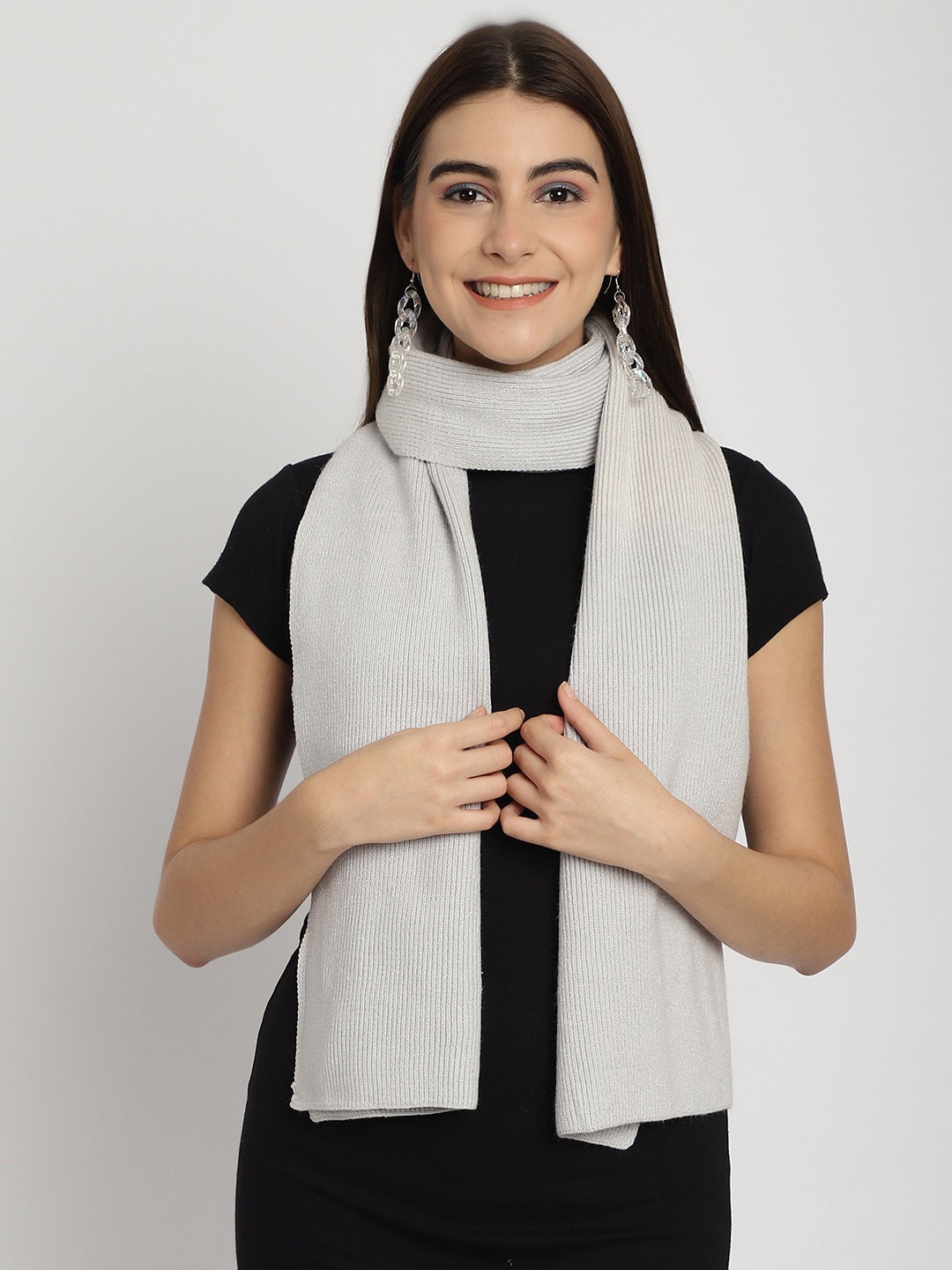 

ELLIS Textured Stretchable Acrylic Muffler, Grey