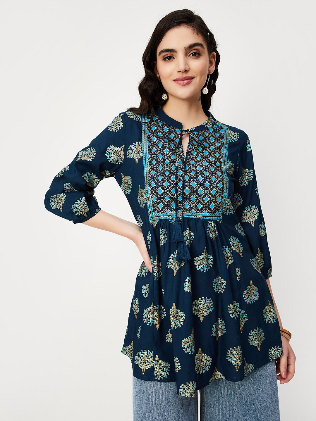 

max Ethnic Motifs Printed Tunic, Blue