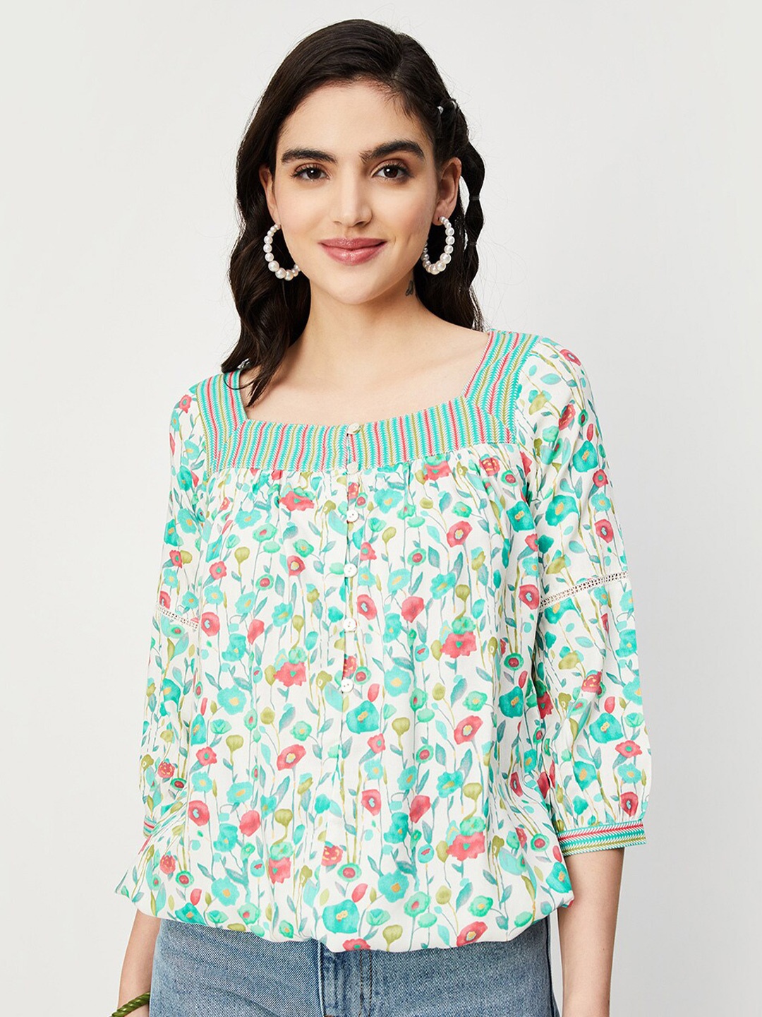 

max Floral Printed Tunic, Off white