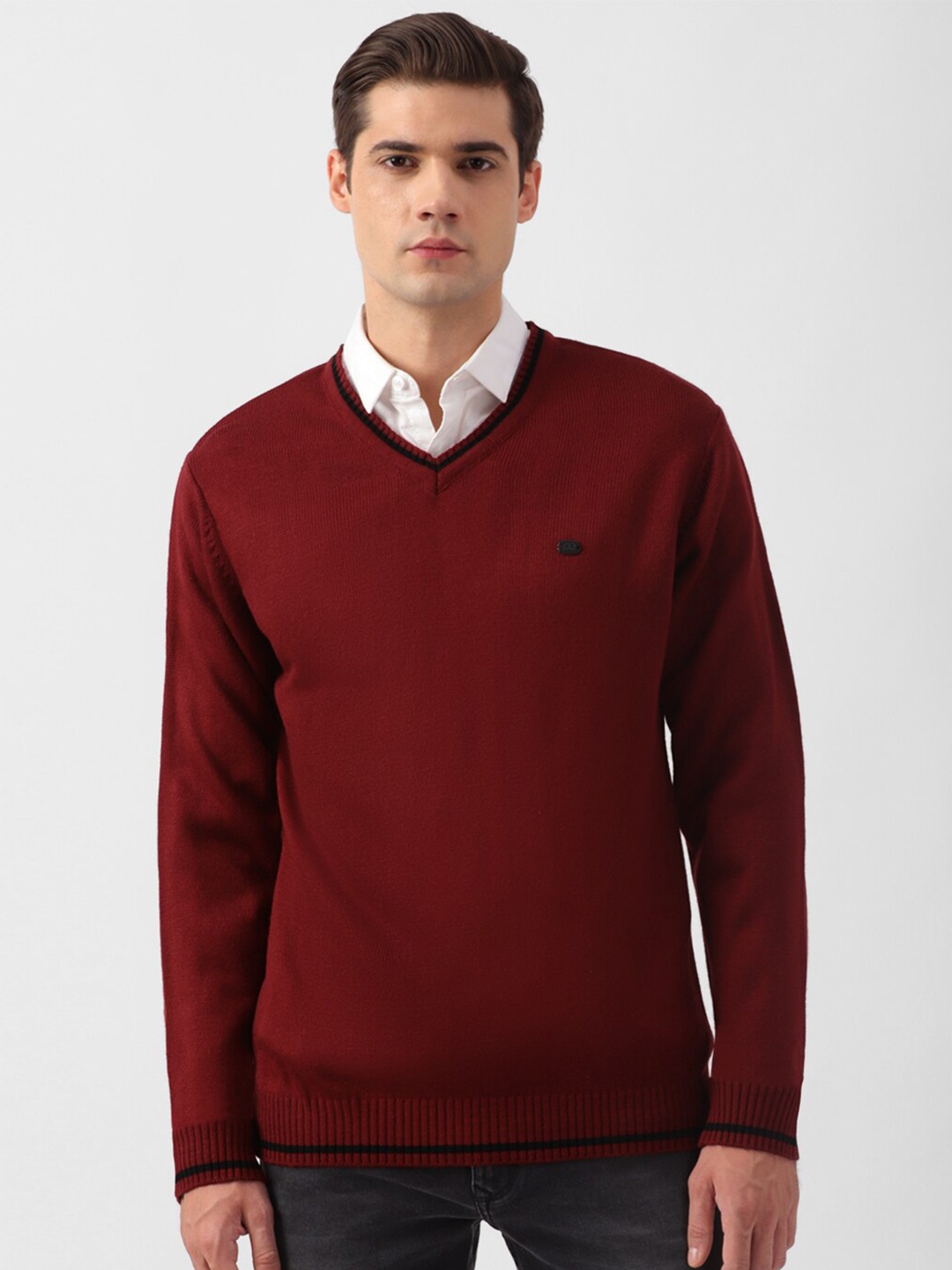 

Peter England Casuals V-Neck Long Sleeve Pullover, Maroon