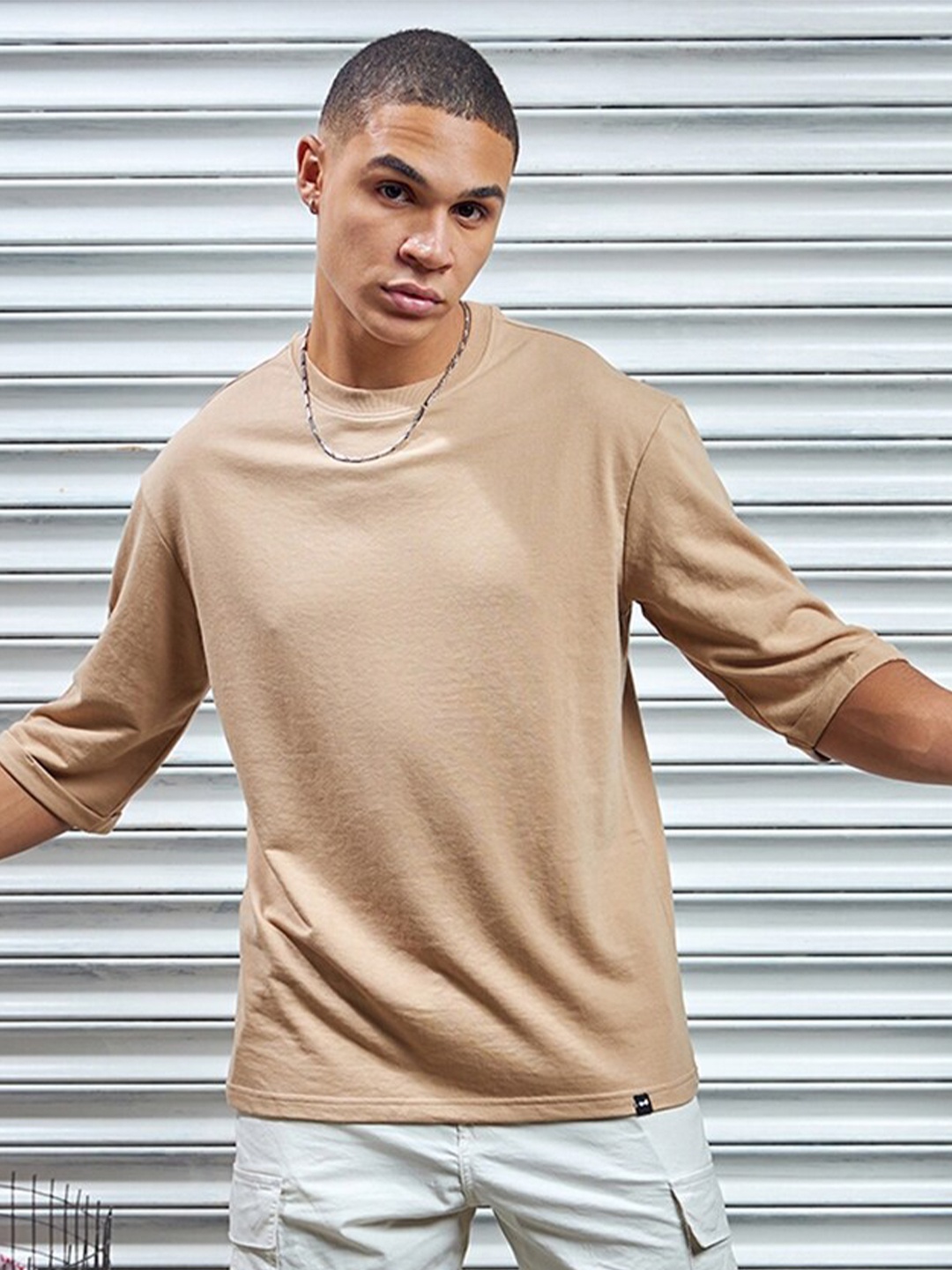 

Bewakoof Heavy Duty 1.0 Men Brown Super Loose Fit T-shirt