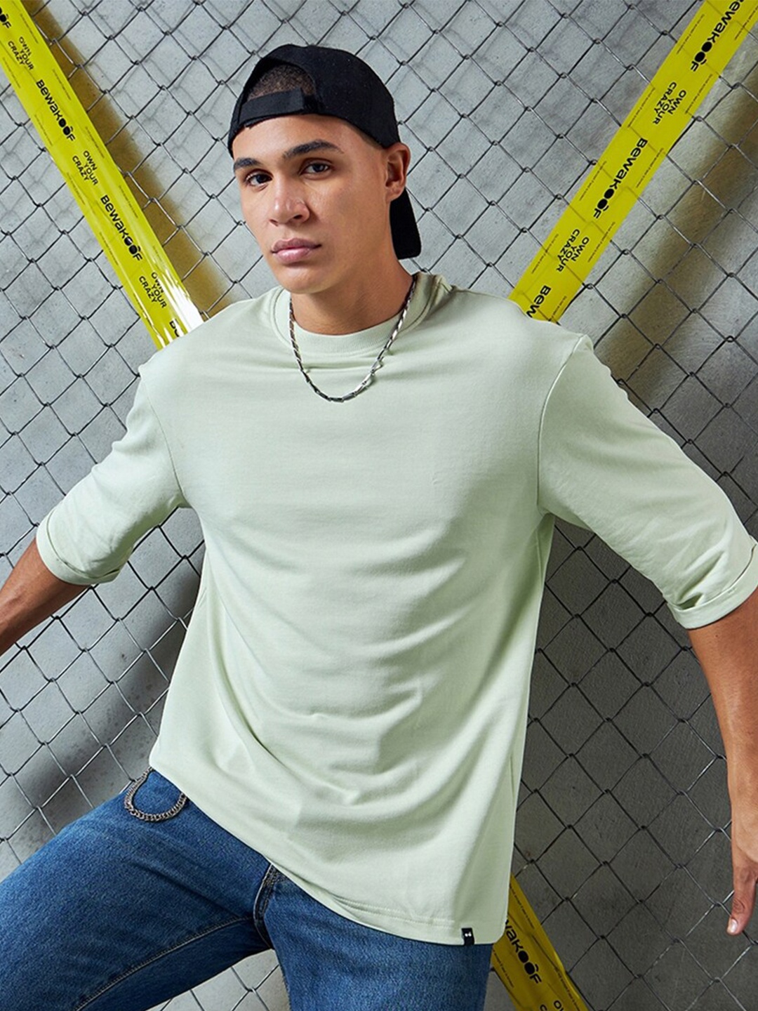 

Bewakoof Heavy Duty 1.0 Men Green Super Loose Fit T-shirt