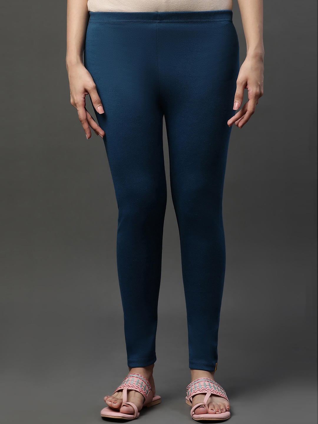 

AURELIA Mid-Rise Ankle Length Leggings, Blue