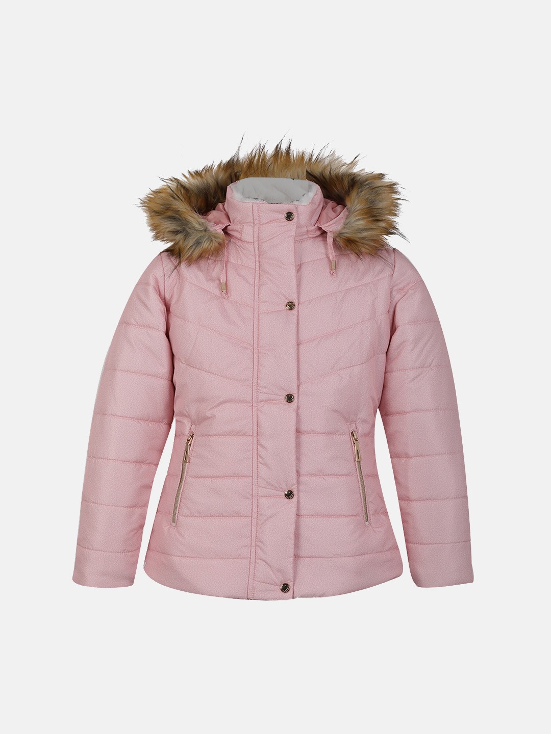 

CHKOKKO Girls Full Sleeve Hooded Puffer Jacket, Pink