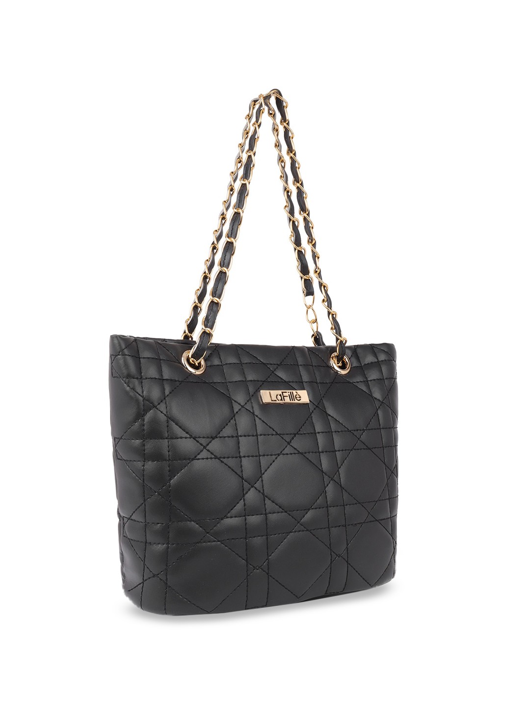 

LaFille Black Textured Structured Handheld Bag