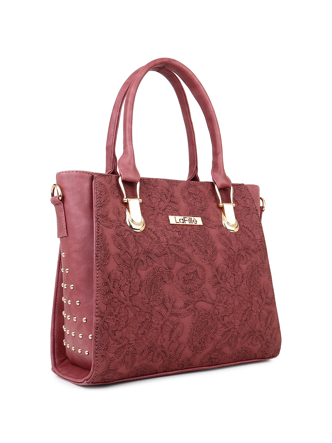 

LaFille Embroidered PU Structured Handheld Bag, Purple