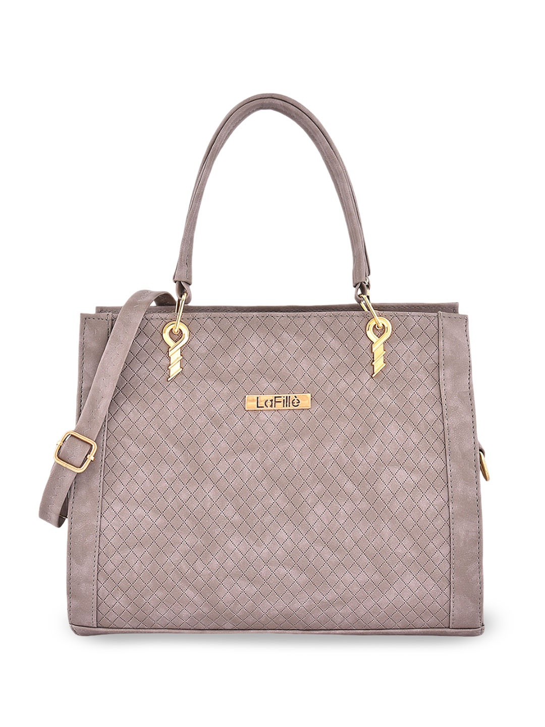 

LaFille Textured Structured Handheld Bag with Quilted, Purple