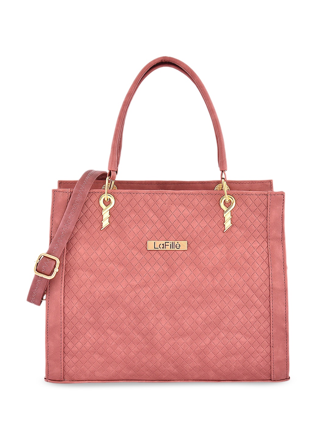 

LaFille Textured Structured Handheld Bag, Peach
